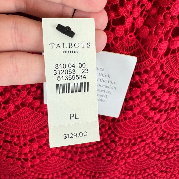 RSVP By Talbots NWT Red Medallion Crochet Lace 3/4 Sleeve Lined Blouse Size LP - Picture 6 of 8